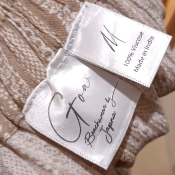 Goa Beachwear by Japna Pants Elastic Waist Tan Tassel Beach Pool Lounge Trouser - Picture 11 of 11